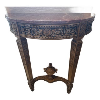 Mid 20th Century French Louis XVI Style Marble Top Wall Mounted Console Table For Sale