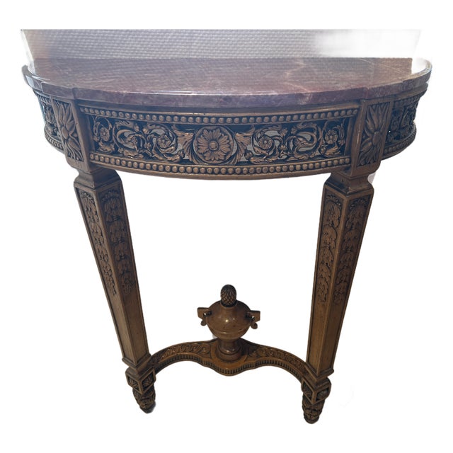 Mid 20th Century French Louis XVI Style Marble Top Wall Mounted Console Table For Sale