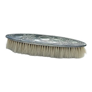 Louis XVI Silver Clothes Brush Decorated with Crossed Ribbons and Laurel, France, 1900s For Sale