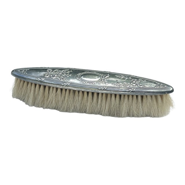 Louis XVI Silver Clothes Brush Decorated with Crossed Ribbons and Laurel, France, 1900s For Sale