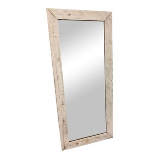 Custom Distressed and Antiqued White Mirror For Sale