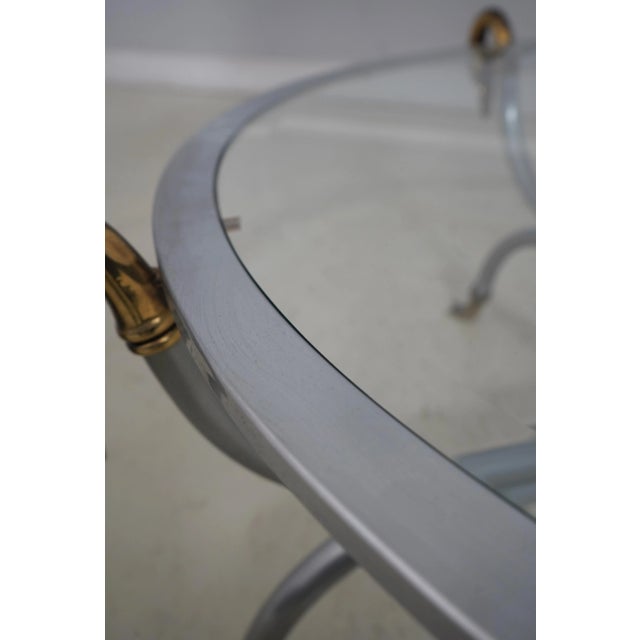 Round Steel & Brass Swan Head Coffee Table For Sale - Image 11 of 12