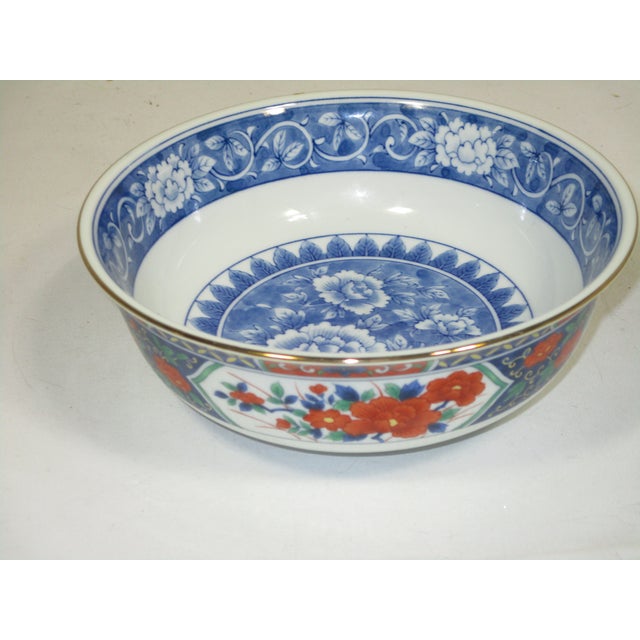 Vintage Tiffany & Co. Imari style bowl. It is decorated with floral patterns in colors of red, blue and green on a white...