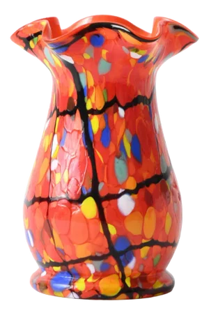 Art Deco Multicolour Spatter Glass Vase from Franz Welz