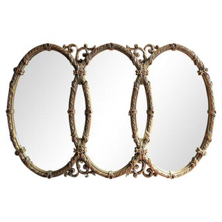 French Triple Oval Gold Mirror-Vintage For Sale
