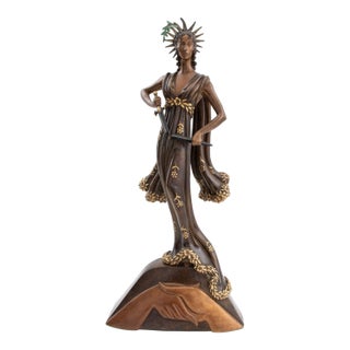 Erte "Peace" Patinated Bronze Sculpture, 1984 For Sale