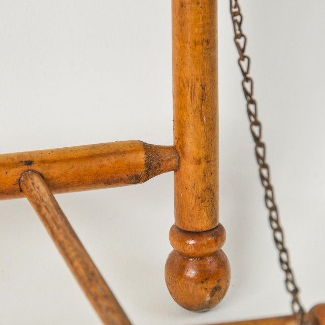 Brown Antique Stick and Ball Wall Hanging Magazine Rack For Sale - Image 8 of 16