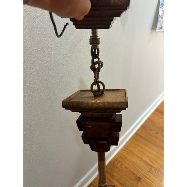 Late 20th Century Carved Wood & Iron Six-Light Chandelier For Sale In Tampa - Image 6 of 6