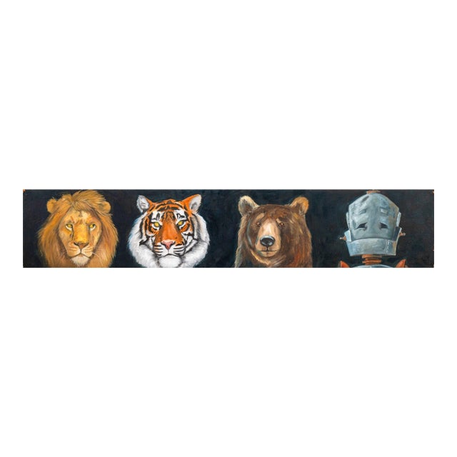 Lauren Briere Lions, Tigers, Bears, and Oh My Bot Signed Oil Painting on Board For Sale