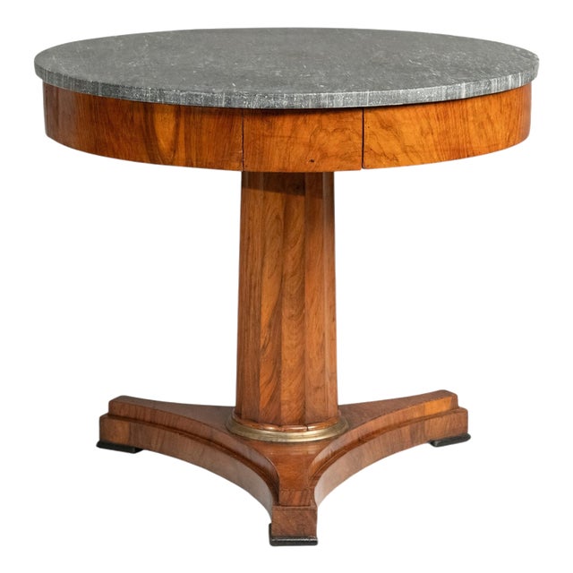 Lombard Empire Table in Walnut with Marble Top, 1850 For Sale