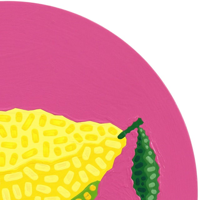 Circle Pink Lemon - Vibrant Abstract Fruit Still Life Painting on Panel - Original Artwork by Will Beger For Sale - Image 4 of 9