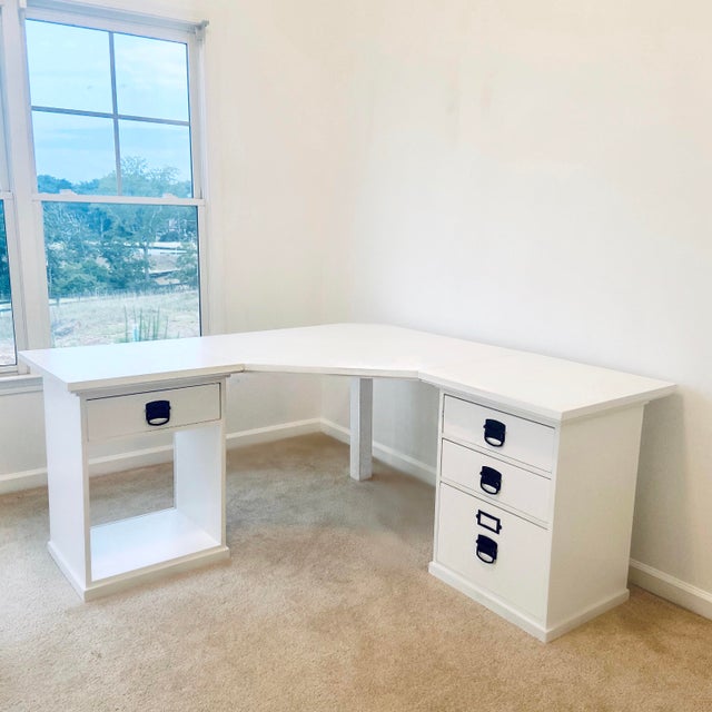 Pottery Barn Bedford White Corner Desk Chairish