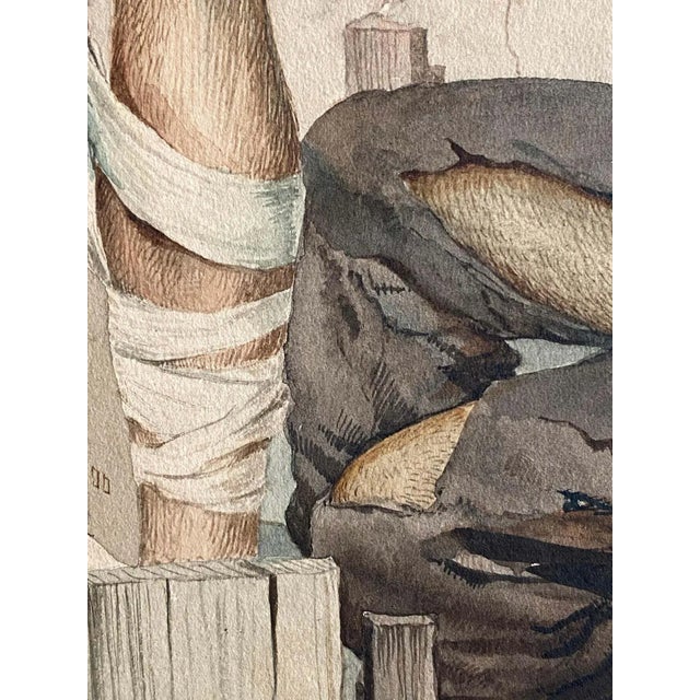 Mid-Century Modern John Lear Watercolor "Aftermath" For Sale - Image 3 of 13