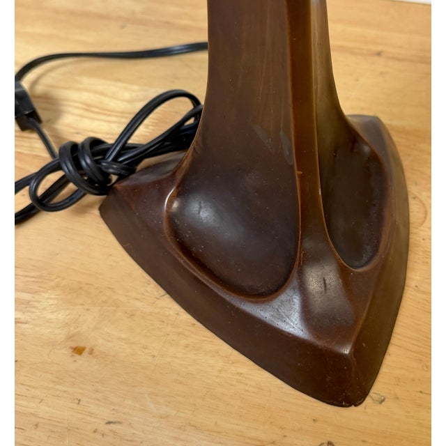 Art Nouveau Style Figural Bronze Lamp Loetz Style Orange Art Glass Shade, 20th C For Sale - Image 18 of 18