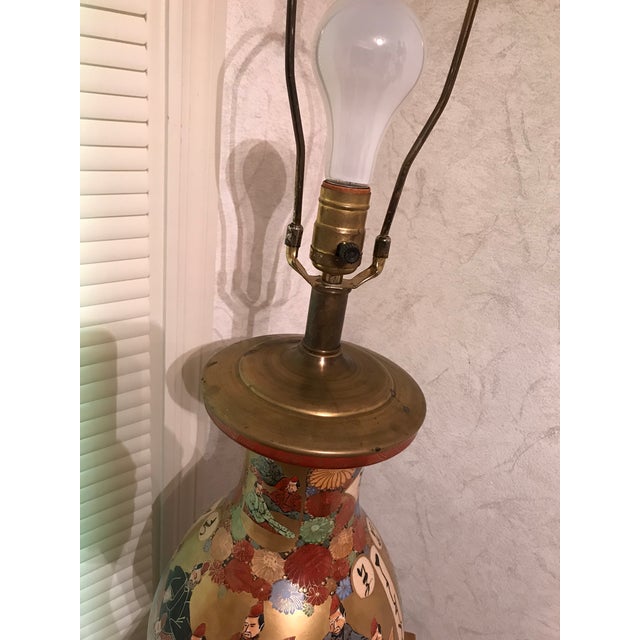1960s Chinoiserie Hand Painted Porcelain Lamp For Sale - Image 4 of 13