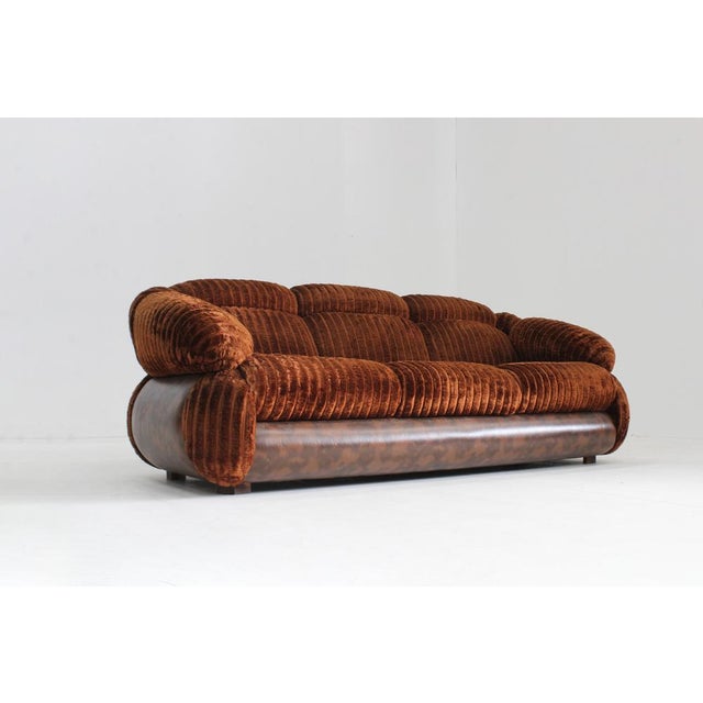 Vintage Italian Three-Seater Sofa in Velvet, 1970s For Sale - Image 9 of 9
