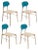 Turquoise Bokken Chairs in Natural Beech by Colé Italia, Set of 4 For Sale