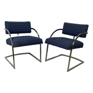 Brno Style Flat Bar Chrome Cantilever Armchairs, Pair For Sale