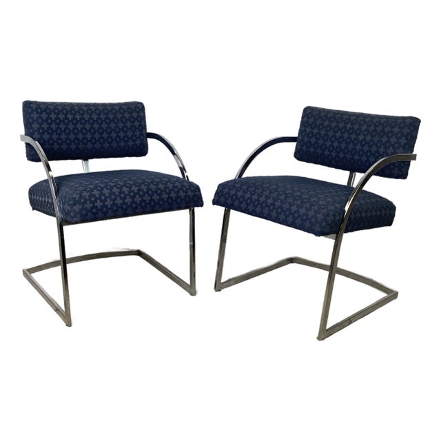 Brno Style Flat Bar Chrome Cantilever Armchairs, Pair For Sale