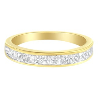 14KT Yellow Gold Diamond Channel Band Ring (1 cttw, H-I Color, SI2-I1 Clarity) For Sale