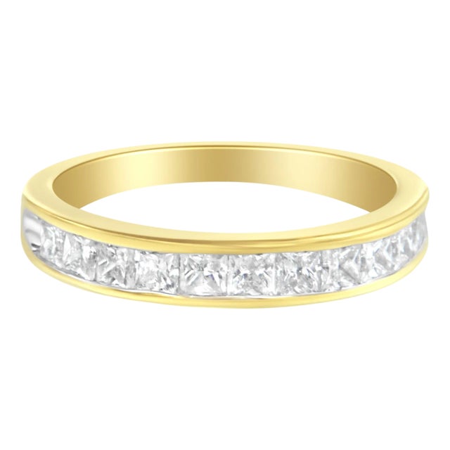 14KT Yellow Gold Diamond Channel Band Ring (1 cttw, H-I Color, SI2-I1 Clarity) For Sale