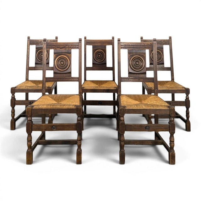 Brown Chairs in the style of Dudouyt, Set of 5 For Sale - Image 8 of 8