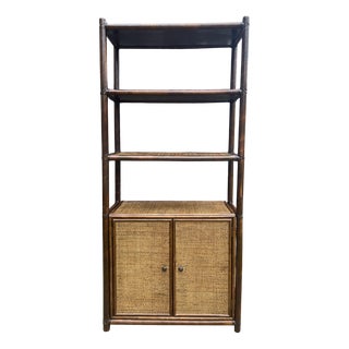 Bamboo and Woven Fiber Shelving Unit, 1970s For Sale