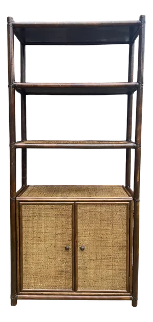 Bamboo and Woven Fiber Shelving Unit, 1970s
