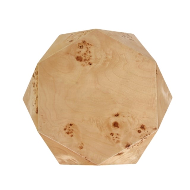 Contemporary Burl Wood Geometric Side Table For Sale - Image 3 of 4