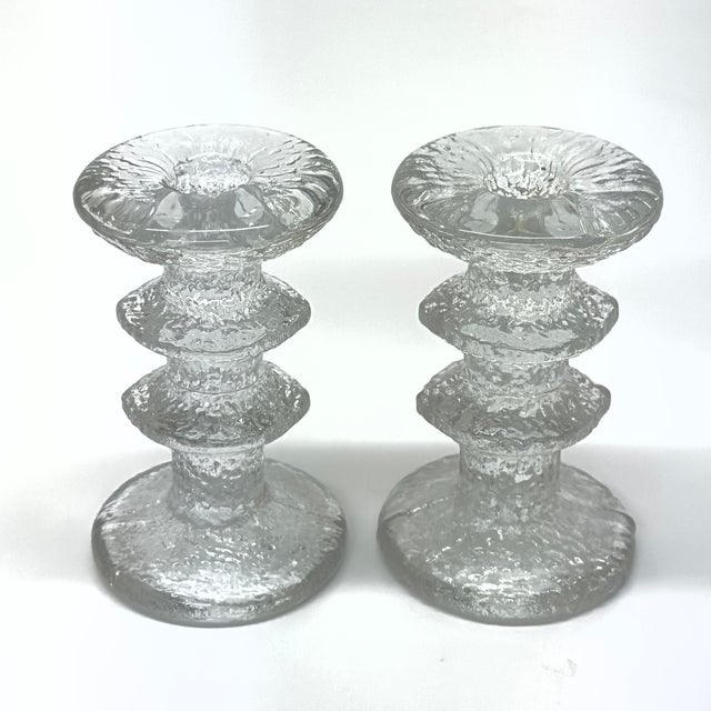 Festivo Glass Candleholders by Timo Sarpeneva for Iittala Circa 1966 - A Pair For Sale In Miami - Image 6 of 9