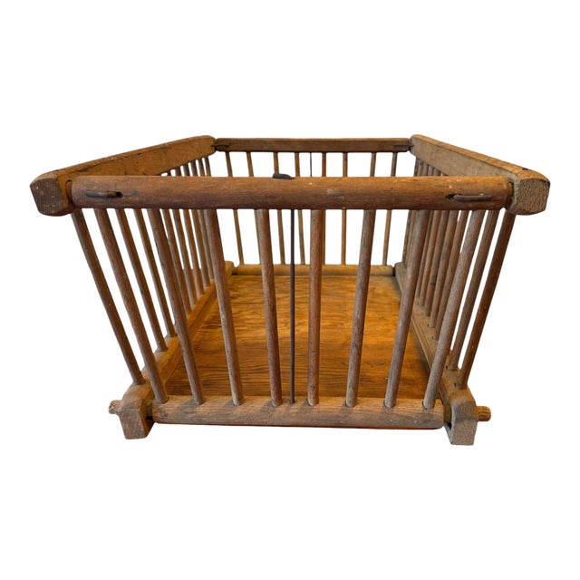 Antique Hudson Delivery Crate by Rugg Manufacturing Co. – Wooden Grocery Basket With Original Advertising, C. 1910–1930 For Sale