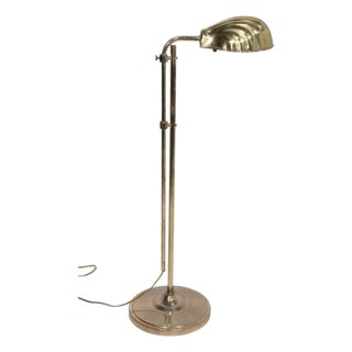 Late 20th Century Adjustable Brass Shell Shade Floor Lamp For Sale