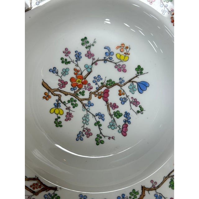 Handpainted Flower Butterflies Theme Round Scalloped Edge Shape Porcelain Plate For Sale In San Francisco - Image 6 of 7