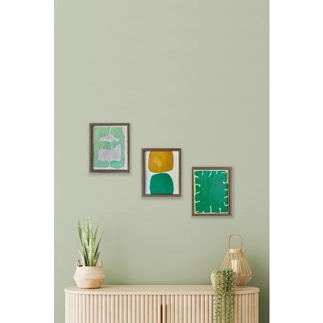 Contemporary 2025 Contemporary Summer Green Gallery Wall Collection of Paintings on Canvas by Artist r.k. Red - Set of 3 For Sale - Image 3 of 12
