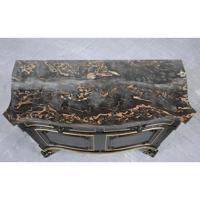 Ebony Early 1900s Louis XVI Gilt Marble Commode For Sale - Image 8 of 11