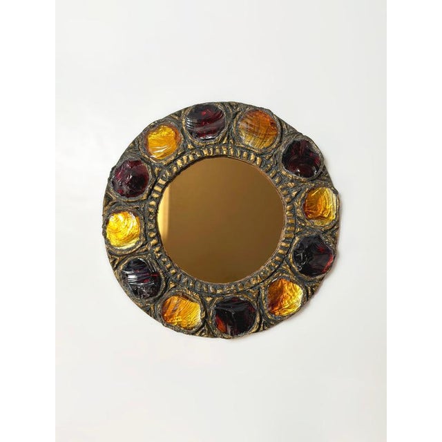 1980s Brutalist Murano Glass Mirror from Creaciones Gobesso, Italy, 1983 For Sale - Image 5 of 10