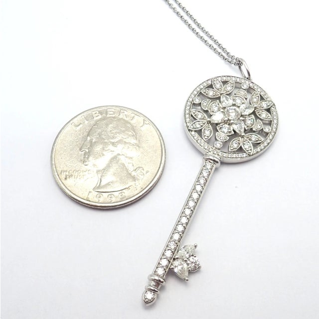 Tiffany & Co Platinum Large Victoria Vine Key Pendant Necklace For Sale - Image 9 of 14