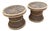 Boho Chic Buri Rattan Circular Inlaid Glass Top Side Tables - A Pair For Sale