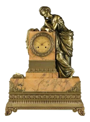Mid-19th Century Bronze Mounted Siena Marble Mantle Clock