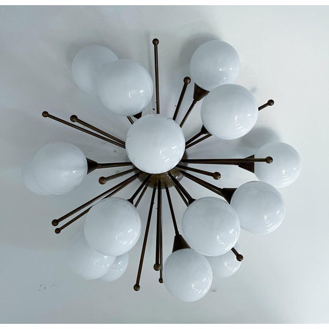 Fabio Ltd 21st Century Mezzo Bronze Glossy White Murano Flush Mount by Fabio LTD For Sale - Image 4 of 9