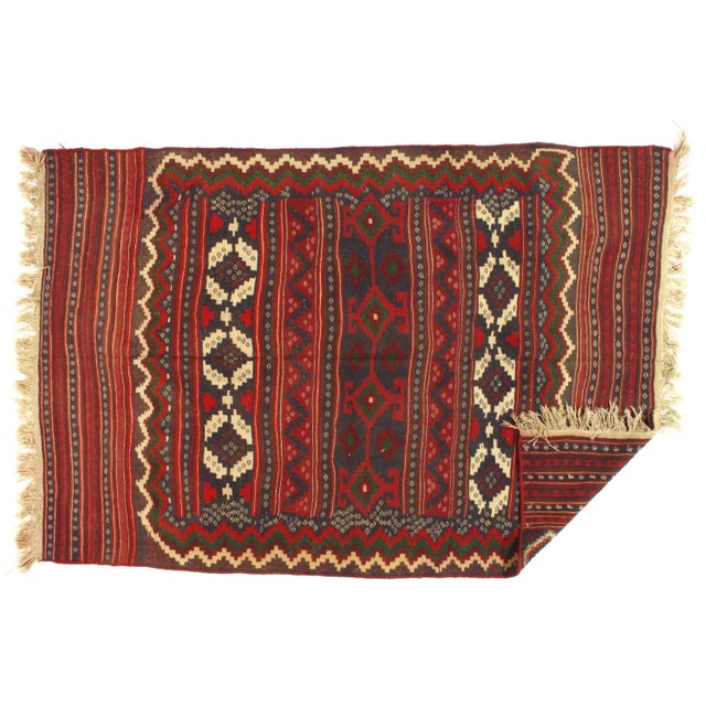 Offered is a gorgeous Persian Bakhtiari area Kilim. Handmade Hand-woven. Lamb's Wool on a Wool Foundation. Very Fine Hand-...