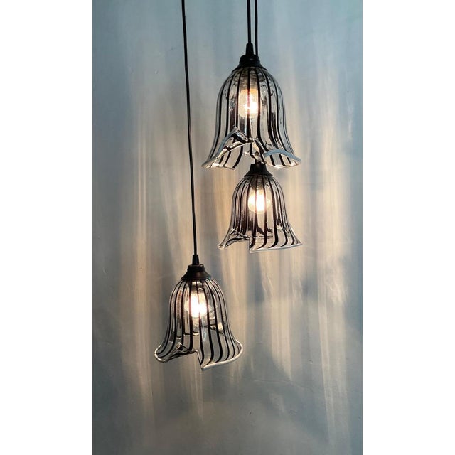 Black Hanging Lights with Murano Glass Bowls by Gio Ponti, 1980 For Sale - Image 8 of 18