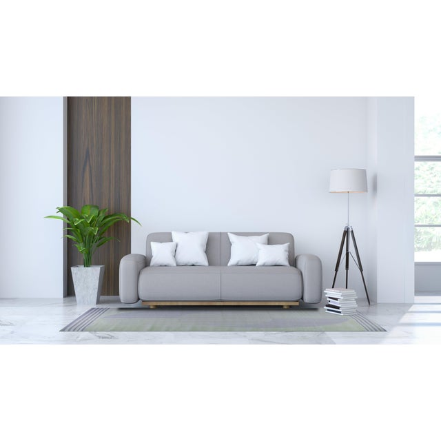 4x6 Majestic Chic Charcoal Geometric Modern Hand Knotted Wool Carpet Rug For Sale In New York - Image 6 of 6