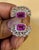 7 Ct Finest Rubelite Cabochon 1 Ct Diamond 18 Kt White Gold Cocktail Ring Size 6 For Sale In New York - Image 6 of 18