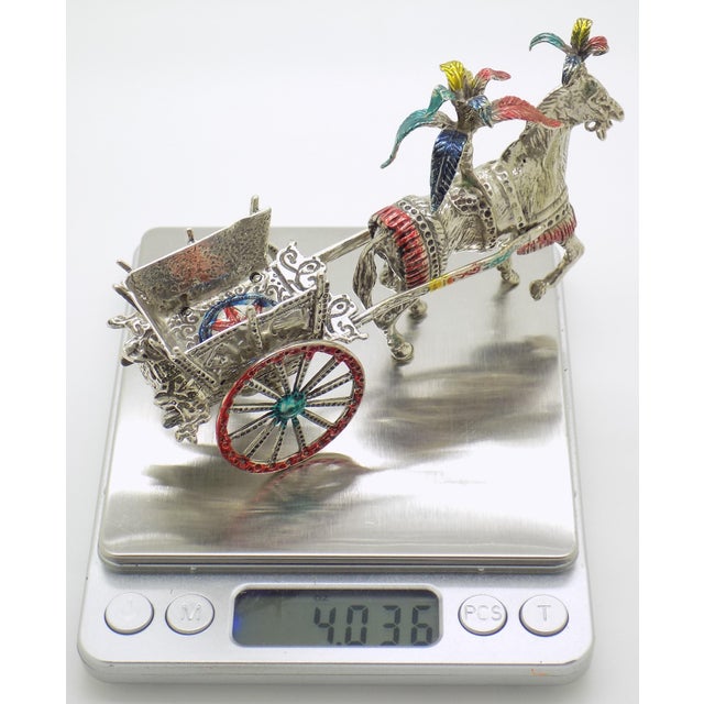 4-Oz. Vintage Italian Handmade Genuine Silver Traditional Sicilian Carriage Large Sculpture, 1970s Solid 800 Silver Folk Art Centerpiece For Sale - Image 10 of 12