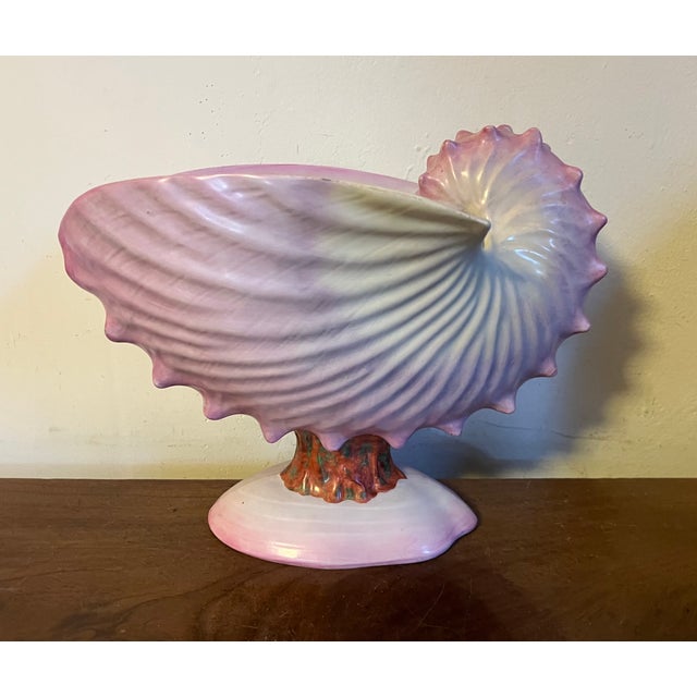 Antique 19th Century Wedgwood Pearlware Centerpiece - Pink Nautilus Sea Shell Compote Tureen With Clam Shell Under Tray For Sale - Image 14 of 18