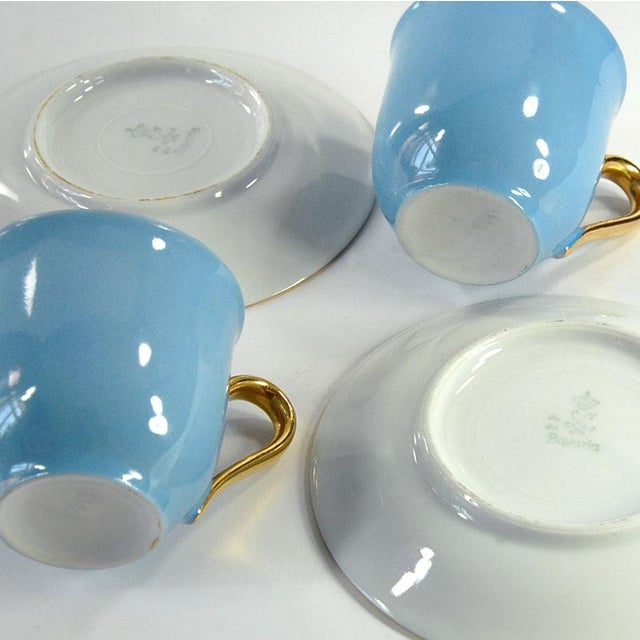 Blue Blue & Gold Coffee Cups from Oskar Schaller Bavaria, Germany, 1950s, Set of 4 For Sale - Image 8 of 11