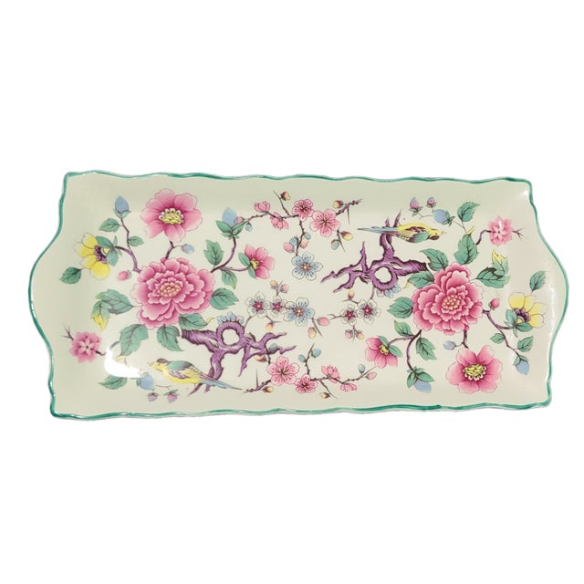 Vintage James Kent Old Foley Staffordshire England Platter Tray Painted Floral For Sale - Image 6 of 6