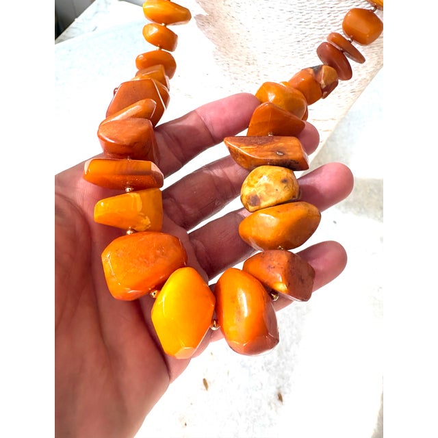 Vintage Butterscotch Amber Beaded Necklace For Sale - Image 4 of 4