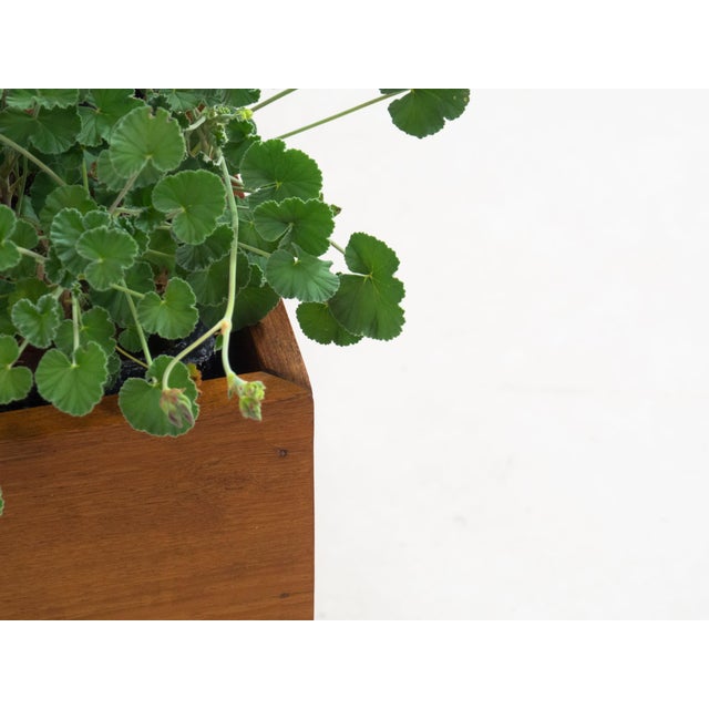 Metal Large Vintage Teak Planter For Sale - Image 7 of 11